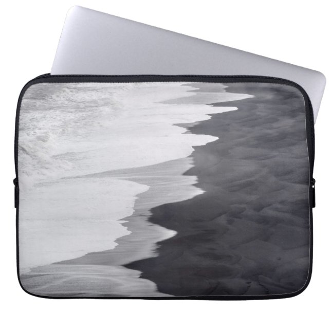 Zwart-wit strand schilderachtig laptop sleeve (Voorkant)