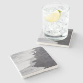 Zwart-wit strand schilderachtig stenen onderzetter (Zijkant)