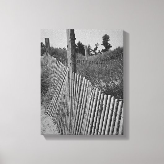 Zwart-wit Strand Verpakt Canvas Afdruk (Voorkant)