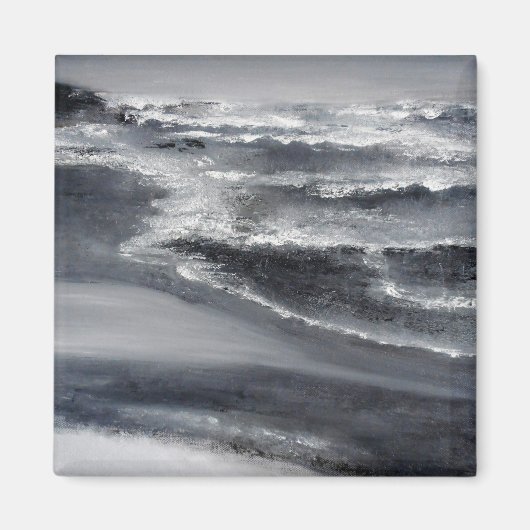 Zwart-wit strand vierkante magneet (Voorkant)