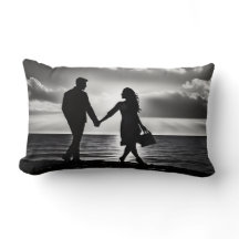 Zwart & Wit Strand Walk Silhouet: Tijdloze Liefde