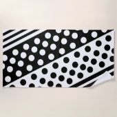 Zwart Wit Strandlaken met Stippen Strepen (Voorkant)