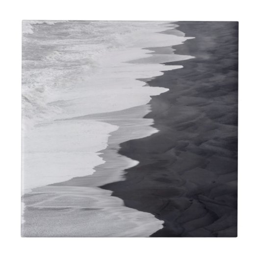 Zwart-wit strandlandschap tegeltje (Voorkant)