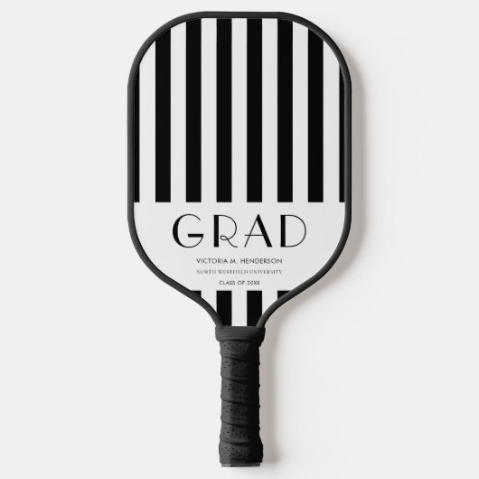 Zwart Wit Streep Afstuderen Gift Pickleball Paddle (Voorkant)