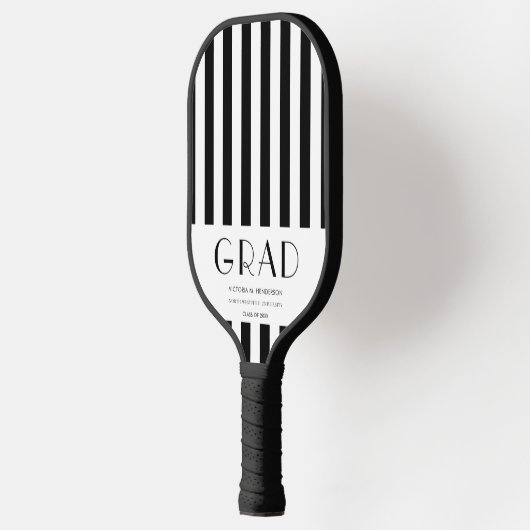 Zwart Wit Streep Afstuderen Gift Pickleball Paddle (Links)