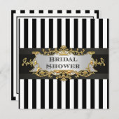 Zwart wit streep bruids douche uitnodiging (Voorkant / Achterkant)