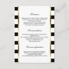 Zwart-wit streep bruiloft details informatie informatiekaartje