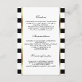 Zwart-wit streep bruiloft details informatie informatiekaartje (Voorkant)