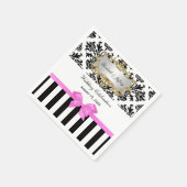 Zwart Wit Streep Damask Bubble Gum Pink Ribbon Servet (Hoek)