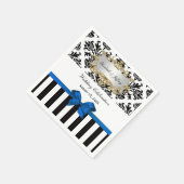 Zwart Wit Streep Damast Blauw Lint Servetten (Hoek)