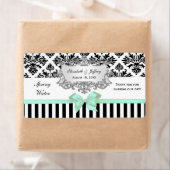 Zwart Wit Streep Damast Mint Water Label Zilver (Insitu)