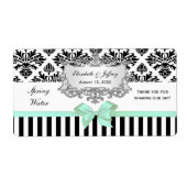 Zwart Wit Streep Damast Mint Water Label Zilver (Voorkant)