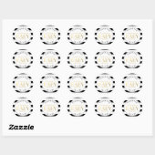 Zwart Wit Streep Faux Gold Baby shower Dank u Ronde Sticker (Vel)