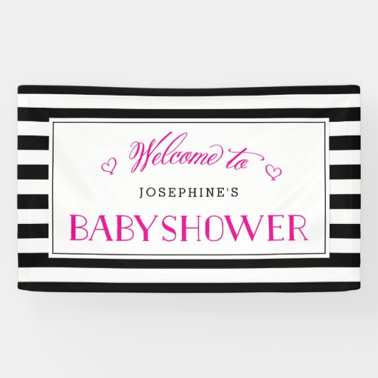 Zwart Wit Streep Fuchsia Moeder om te zijn | BABY  Spandoek (Horizontaal)