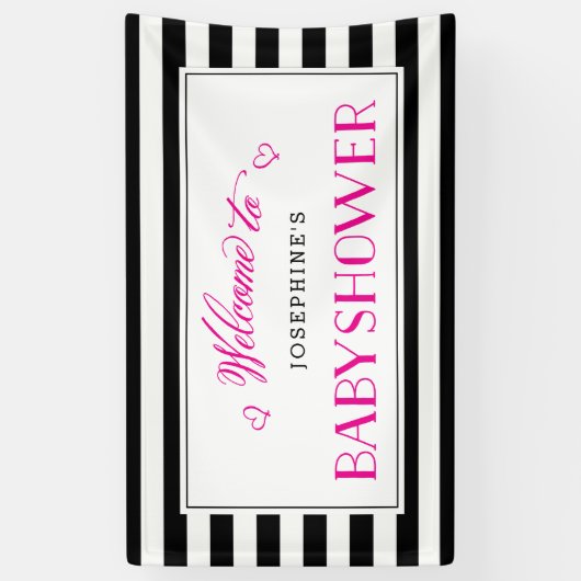 Zwart Wit Streep Fuchsia Moeder om te zijn | BABY  Spandoek (Verticaal)