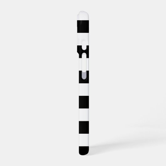 Zwart-wit streep gepersonaliseerd iPhone 16 hoesje (Linkerkant)