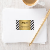 Zwart Wit Streep Goud Minimalistisch Modern Etiket (Insitu)