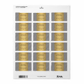 Zwart Wit Streep Goud Minimalistisch Modern Etiket (Full Sheet)
