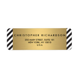 Zwart Wit Streep Goud Minimalistisch Modern Etiket