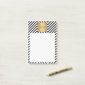 Zwart Wit Streep Goud Minimalistisch Modern Post-it® Notes (Op bureau)