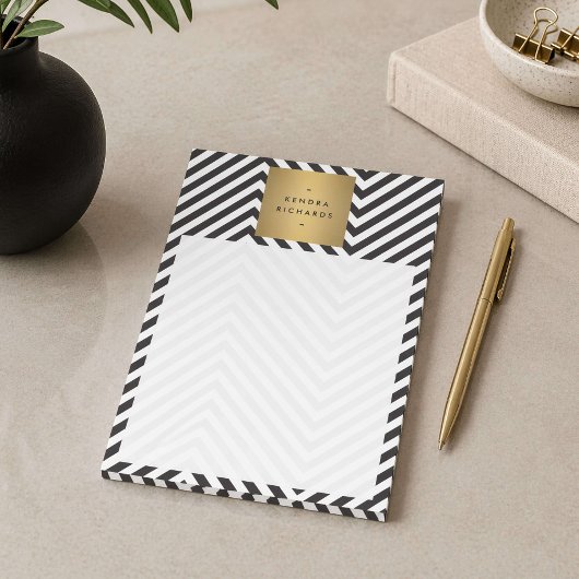 Zwart Wit Streep Goud Minimalistisch Modern Post-it® Notes