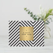 Zwart Wit Streep Goud Minimalistische Cadeaubon (Staand voorkant)