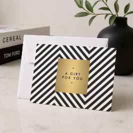 Zwart Wit Streep Goud Minimalistische Cadeaubon