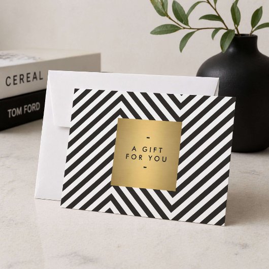 Zwart Wit Streep Goud Minimalistische Cadeaubon