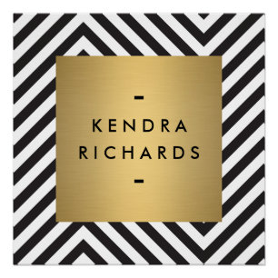 Zwart Wit Streep Goud Minimalistische Moderne Logo Perfect Poster