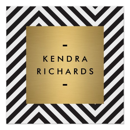 Zwart Wit Streep Goud Minimalistische Moderne Logo Perfect Poster (Voorkant)