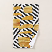Zwart & wit streep gouden badkamer handdoek sets (Handdoek)