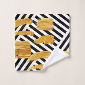 Zwart & wit streep gouden badkamer handdoek sets (Wasdoekje)