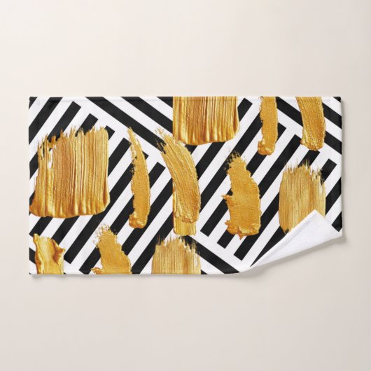 Zwart & wit streep gouden badkamer handdoek sets (Handdoek)