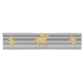 Zwart-wit streep gouden racepaard korte tafelloper (Horizontaal)