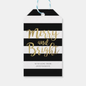 Zwart & Wit Streep "Merry & Bright" Xmas Cadeaulabel (Achterkant)