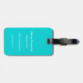 Zwart & Wit Streep met Aqua Monogram Bagagelabel (Achterkant horizontaal)