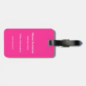 Zwart & Wit Streep met Heet Roze Monogram Bagagelabel (Achterkant horizontaal)