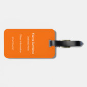 Zwart & Wit Streep met Oranje Pop Monogram Bagagelabel (Achterkant horizontaal)