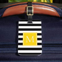 Zwart & Wit Streep met Zonneschijn Geel Monogram