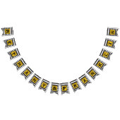 Zwart-wit streep patroon met gouden bruiloft vlaggetjes (Alle)