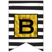 Zwart-wit streep patroon met gouden bruiloft vlaggetjes (Eerste vlag)