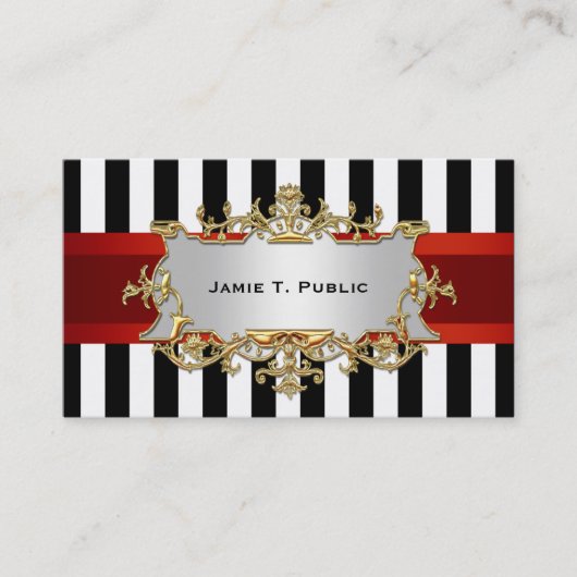 Zwart wit streep, rood lint, goud ingelijste label (Voorkant)