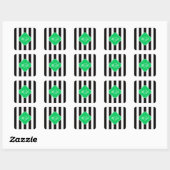 Zwart Wit Streep Smaragd Vierkant 3 Monogram Vierkante Sticker (Vel)