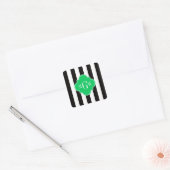 Zwart Wit Streep Smaragd Vierkant 3 Monogram Vierkante Sticker (Envelop)