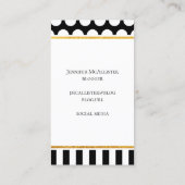 Zwart Wit Streep Stip Goud Monogram Visitekaartje (Achterkant)