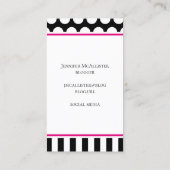 Zwart Wit Streep Stip Roze Monogram Visitekaartje (Achterkant)