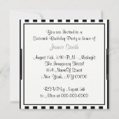 Zwart Wit Streep Sweet 16 Party Invit Kaart (Achterkant)