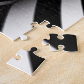 Zwart-wit streep vrouw legpuzzel (Zijkant)