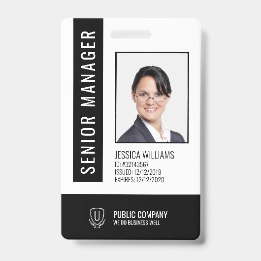 Zwart-wit streepjescode personeel ID-badge Badge (Voorzijde)