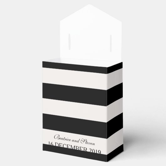 Zwart & Wit Strepen Bruiloft Favor Box Bedankdoosjes (Geopend)
